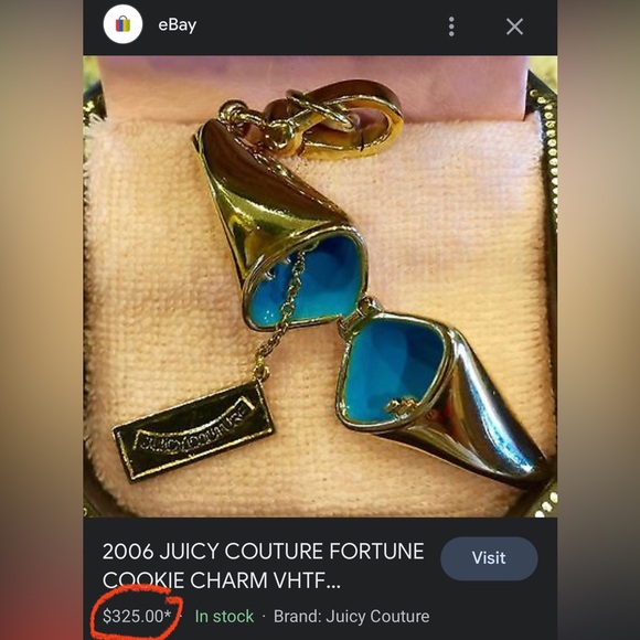 Retired Rare Collectable Juicy Couture 2006 Fortune Cookie Charm for Bracelet - Picture 9 of 9